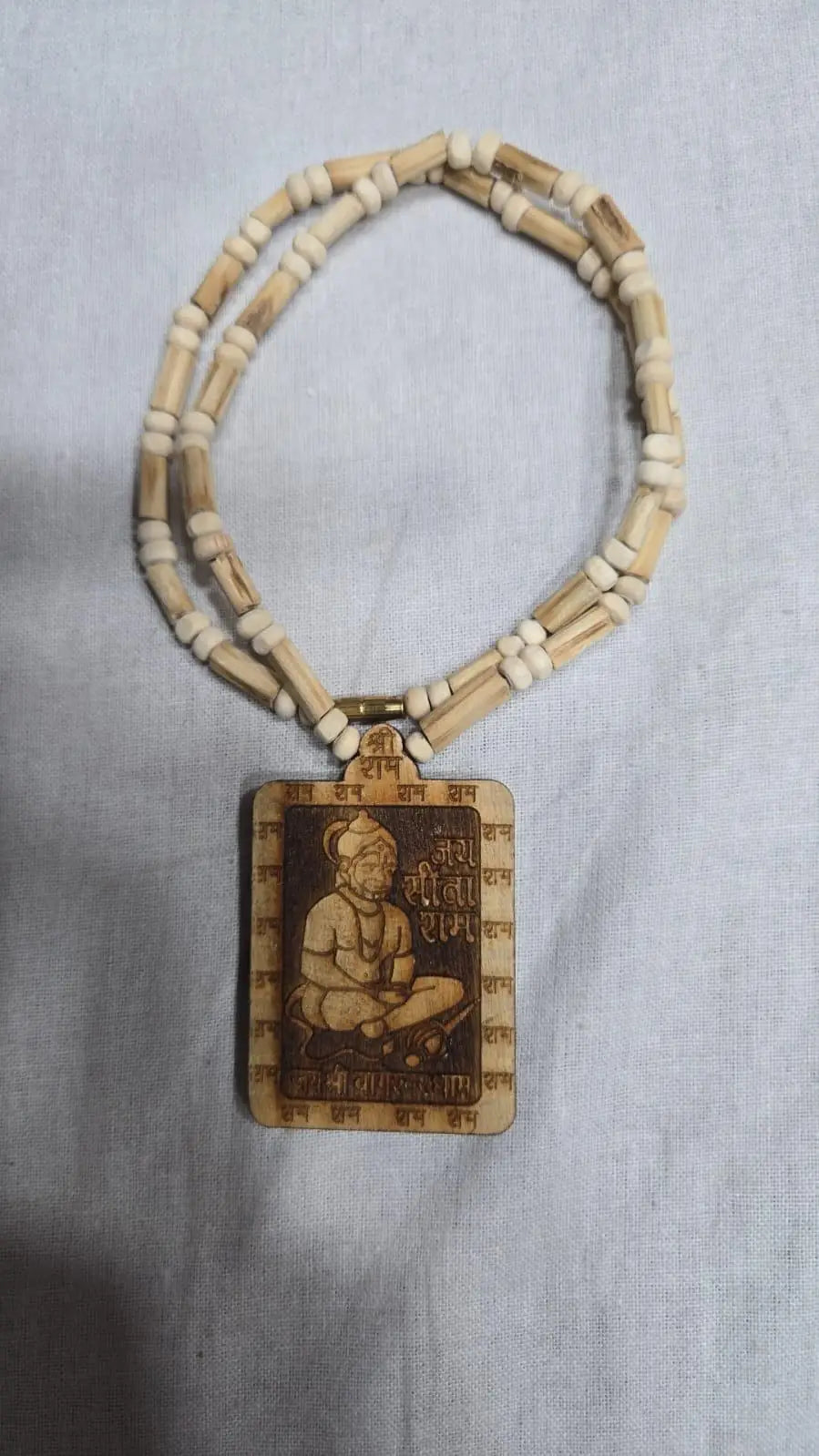 Original & Natural Wood Tulsi Kanthi Mala With Hanuman Ji Locket Pendant (Pack Of 2)