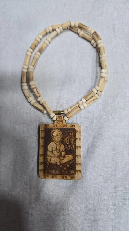 Original & Natural Wood Tulsi Kanthi Mala With Hanuman Ji Locket Pendant (Pack Of 2)