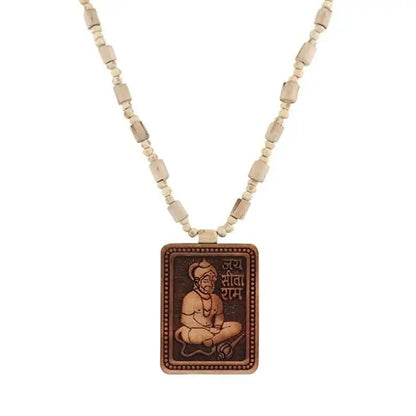 Original & Natural Wood Tulsi Kanthi Mala With Hanuman Ji Locket Pendant (Pack Of 2)