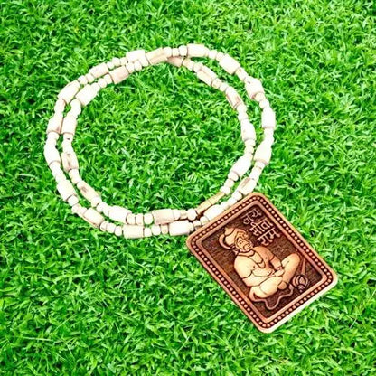 Original & Natural Wood Tulsi Kanthi Mala With Hanuman Ji Locket Pendant (Pack Of 2)